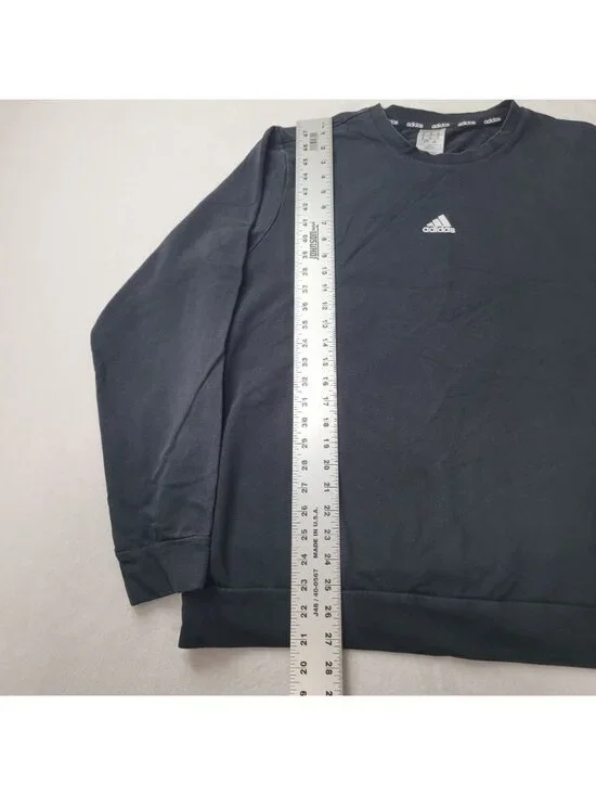 Adidas Center Logo Men's Black 3 Stripes Crew Neck Sweatshirt Size XL - Picture 7 of 10